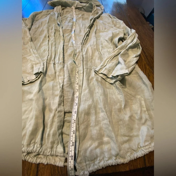 Made In Italy 100% Linen Light Green Cardigan Hoodie Size Unknown B30 - Picture 4 of 5